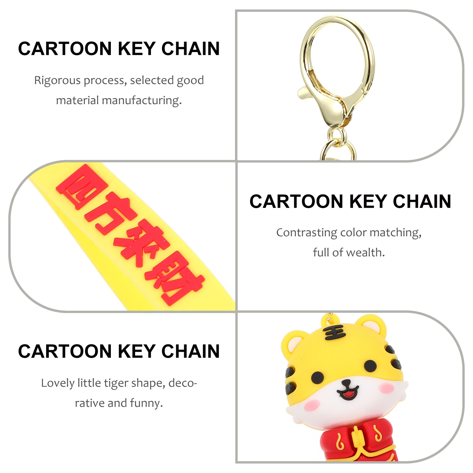 

Cartoon Tiger Keychain Pendant Lovely Bag Hanging Decor Tiger Shape Key Ring Bright Colors Cute Design New Year Gift Pendant