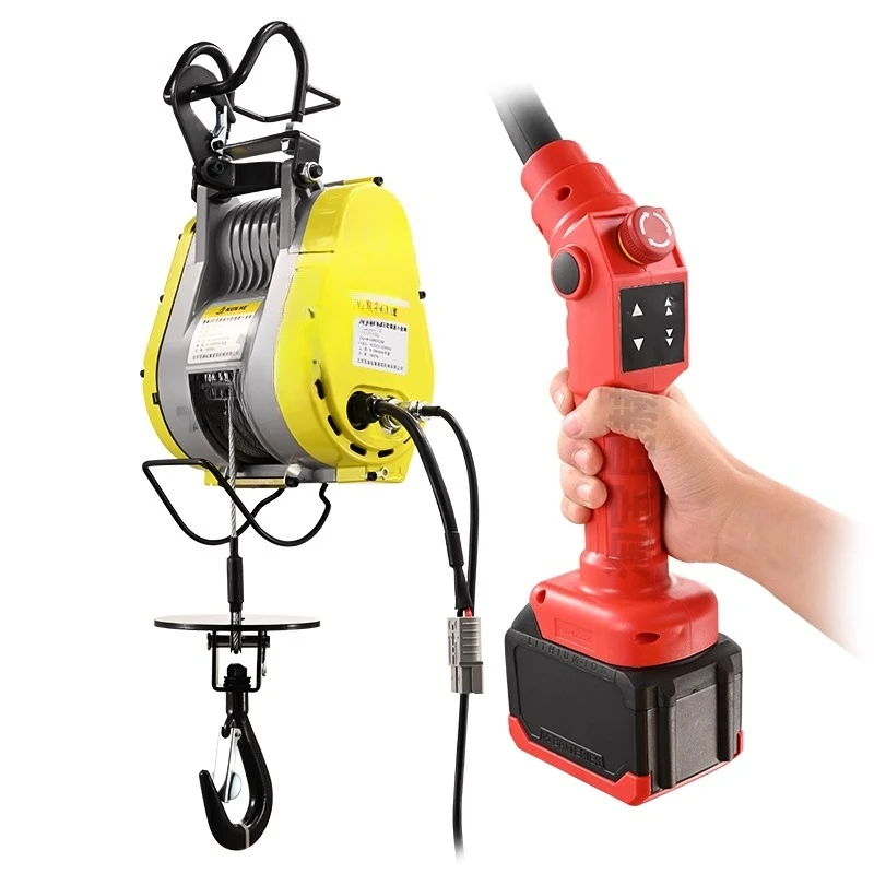 

Rechargeable electric hoist brushless adjustable speed household lift wire rope battery crane