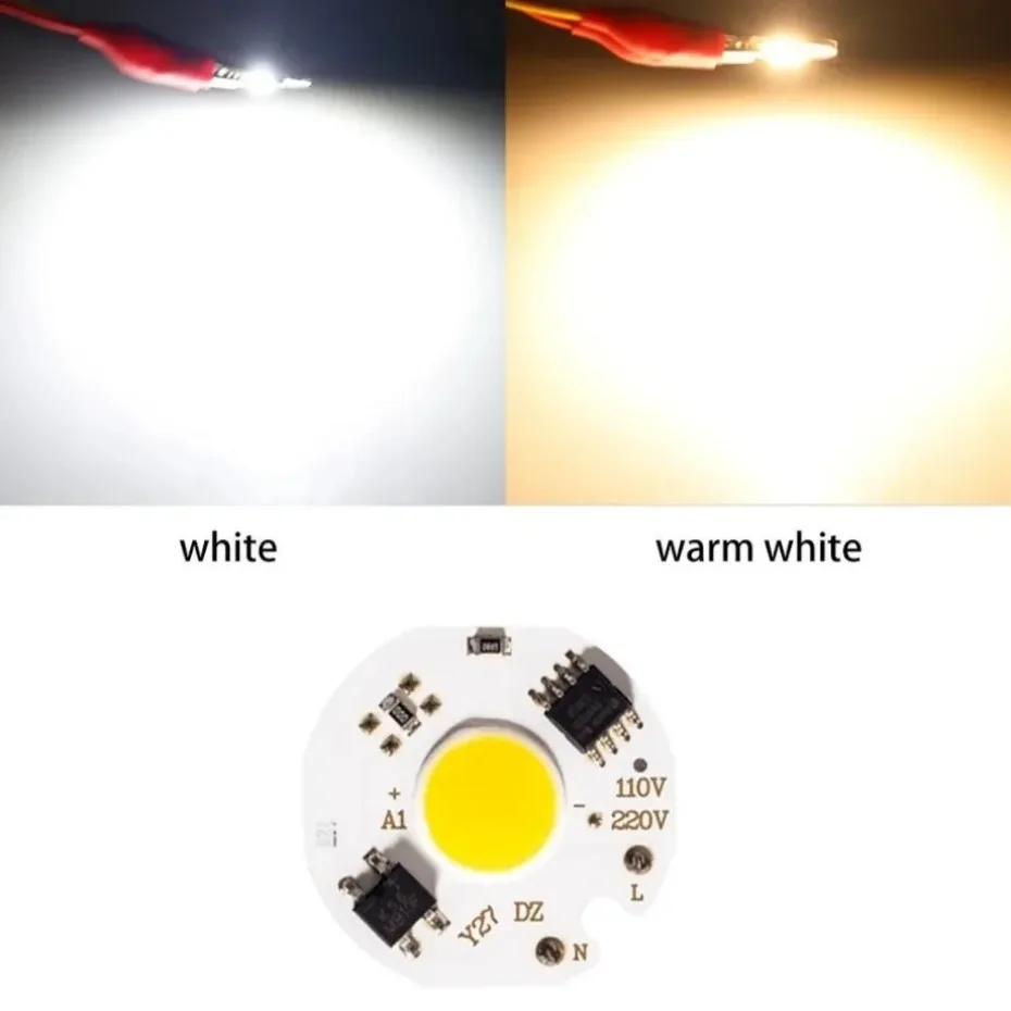 6Pcs/lot LED 3W 5W 7W 10W 12W COB Chip Lamp 220V Smart IC No Need Driver LED Bulb For Flood Light Cold White Warm White