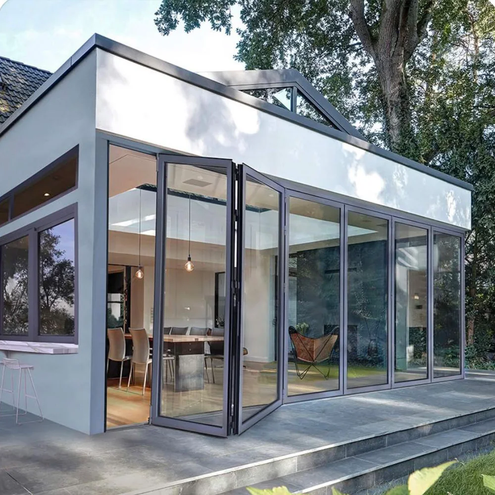 

Folding Accordion Doors Entrance Interior Security Front Door Double Glazed Thermal Break Aluminum Alloy Garden Home Custom