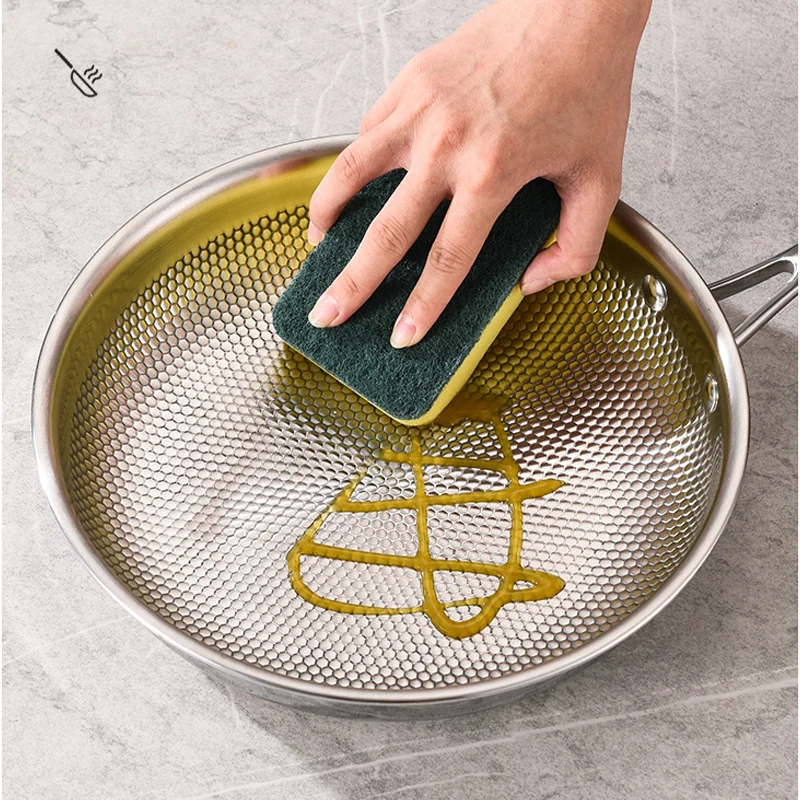 304 Stainless Steel wok Frying Pan Fried Steak Pot Uncoated Kitchen Cookware For Gas Stove Induction Cooker 28/30cm NonStick Pan