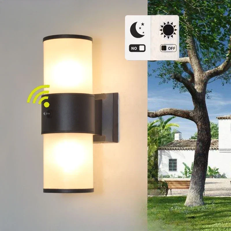 Imagem -03 - Luz de Parede ao ar Livre Jardim à Prova Impermeável Água Sensor Movimento Iluminação Varanda Lâmpada Luzes Led Cabeça Dupla para Cima e para Baixo Lâmpada Parede