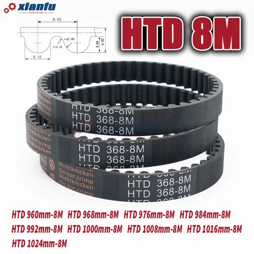 Imagen 2 del producto HTD-correa de distribución de goma, perímetro de 960, 968, 976, 984, 992, 1000, 1008, 1016, 1024mm, HTD8M, ancho de la máquina de transmisión CNC de 10 ~ 50mm, 8M