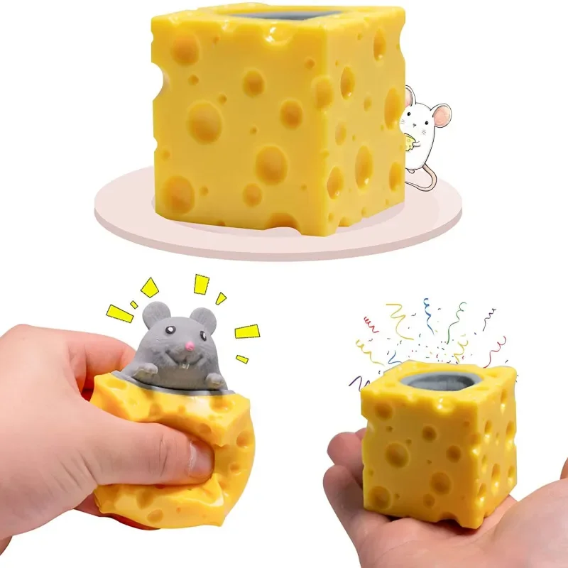 Mouse Squishy Toy Cheese Palla antistress Agitarsi Spremere Rat Mouse Novità Giocattolo Miglior regalo per le persone Giocattolo sensoriale antistress Divertimento