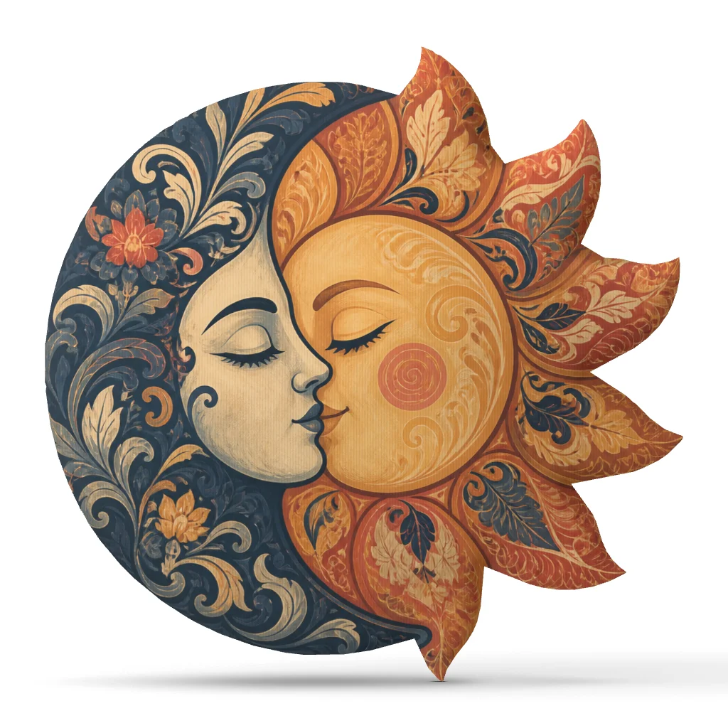 Celestial Sun Moon Face Throw Pillow Boho Eclipse Cushion Plush Stuffed Irregular Decorative Home Accent Gift Floor Cushion