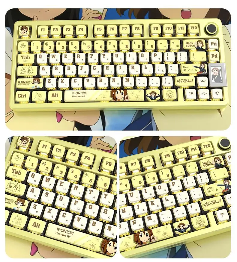 125 clés K-On! Yui Hirasawa Keycaps quatre faces pouding Transparent OEM PBT Sublimation pour clavier mécanique Made68 Wooting 60