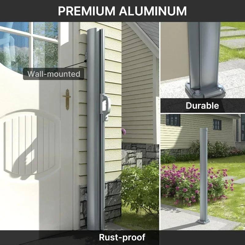 حار بيع. ميزات فريدة من نوعها مقاس 138 × 71 بوصة، مظلة جانبية قابلة للسحب من الألومنيوم، مقسم خصوصية قابل للطي في الهواء الطلق