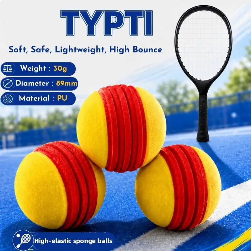PU Foam Tennis Ball Soft Bounce Safe 3.5 Inch 1PC for Kids Indoor Training Recreational Sports Beginner Practice