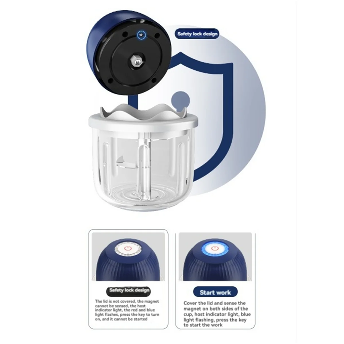 Picadora de ajo eléctrica, picadora de alimentos, Mini aparatos de ajo inalámbricos, cortador de verduras y cebolla, prensa de ajo