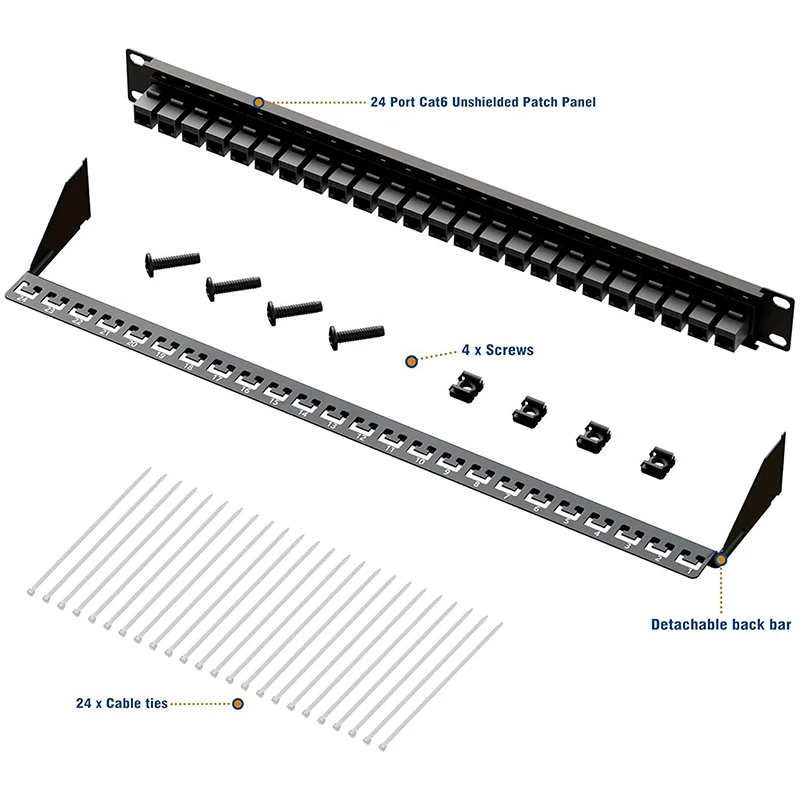 Imagem -05 - Zoerax-inline Keystone Ethernet Patch Panel Rj45 Patch Panel Cat6 Alimentação Através Rede de Acoplador 19 24 Portas