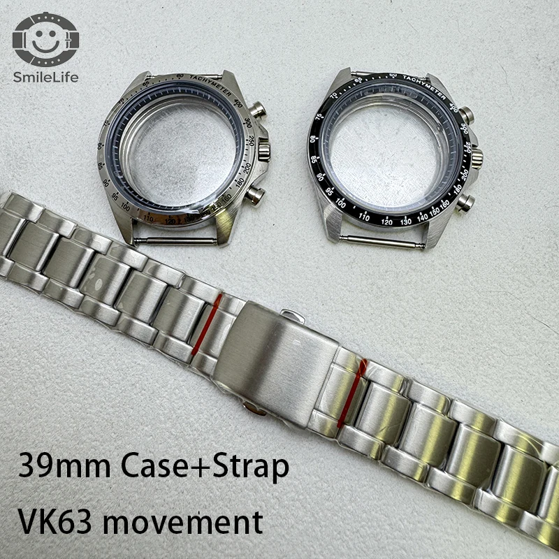 SmileLife 39 mm VK63 Uhrengehäuse mit Armband, Mineralglas, passend für 29,8 mm Zifferblatt, passend für VK63 Quarzwerk, Uhrenzubehör