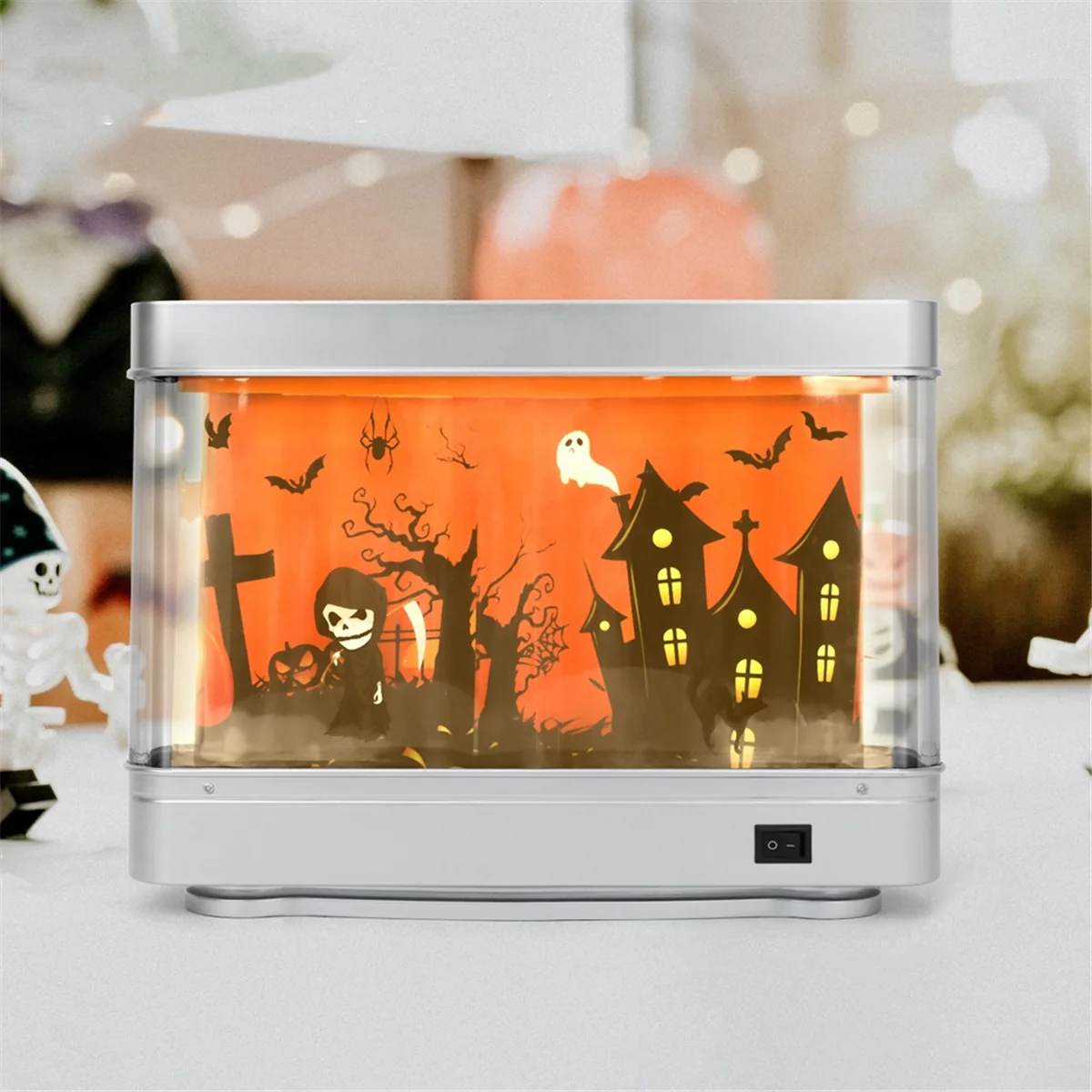 Fish Tank Light Aquarium Decor Night Light Virtual Halloween Dynamic LED Table Lamp for Room Decor Home, Office EU Plug