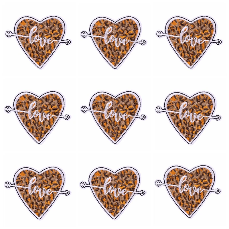 10PCs/Lot Leopard Print patch Iron-On Patches For Clothing Stickers Pink Iron on Embroidery Patches on Clothes Decor