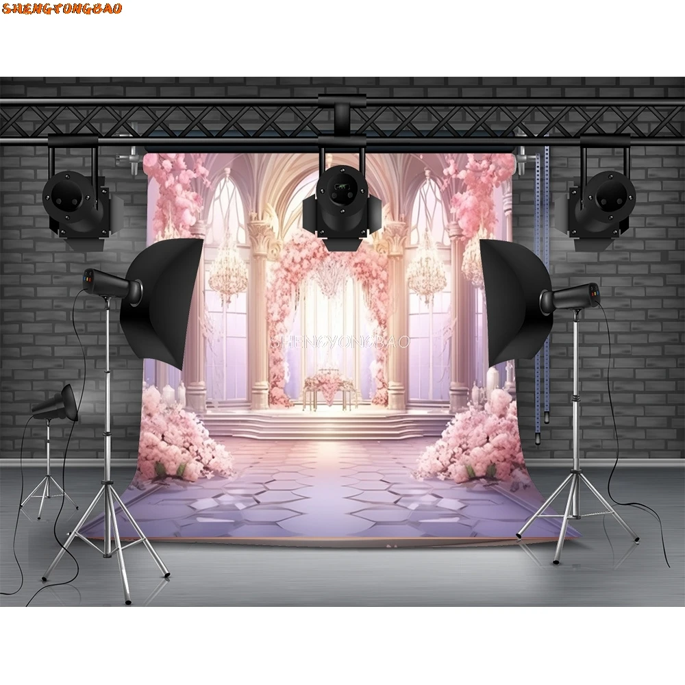 Bouquet Wedding Ceremony Stage Fantasy Photography Backdrop Props Anniversary Archway With Flowers Photo Studio Background HL-12