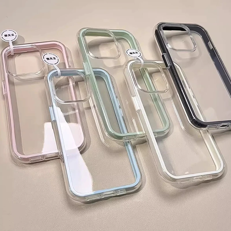 Роскошный прозрачный чехол для телефона ярких цветов для iPhone 17, Air 11, 12, 13, 14, 15, 16, 17 Pro Max Plus, противоударный мягкий чехол-бампер