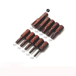 10PCS Short Magnetic 5/16' 8mm Hex Multi-purpose Heavy Duty Impact Torx Screwdriver Bits T20 T25 T27 T30 T40 T45 T50 T55 Star