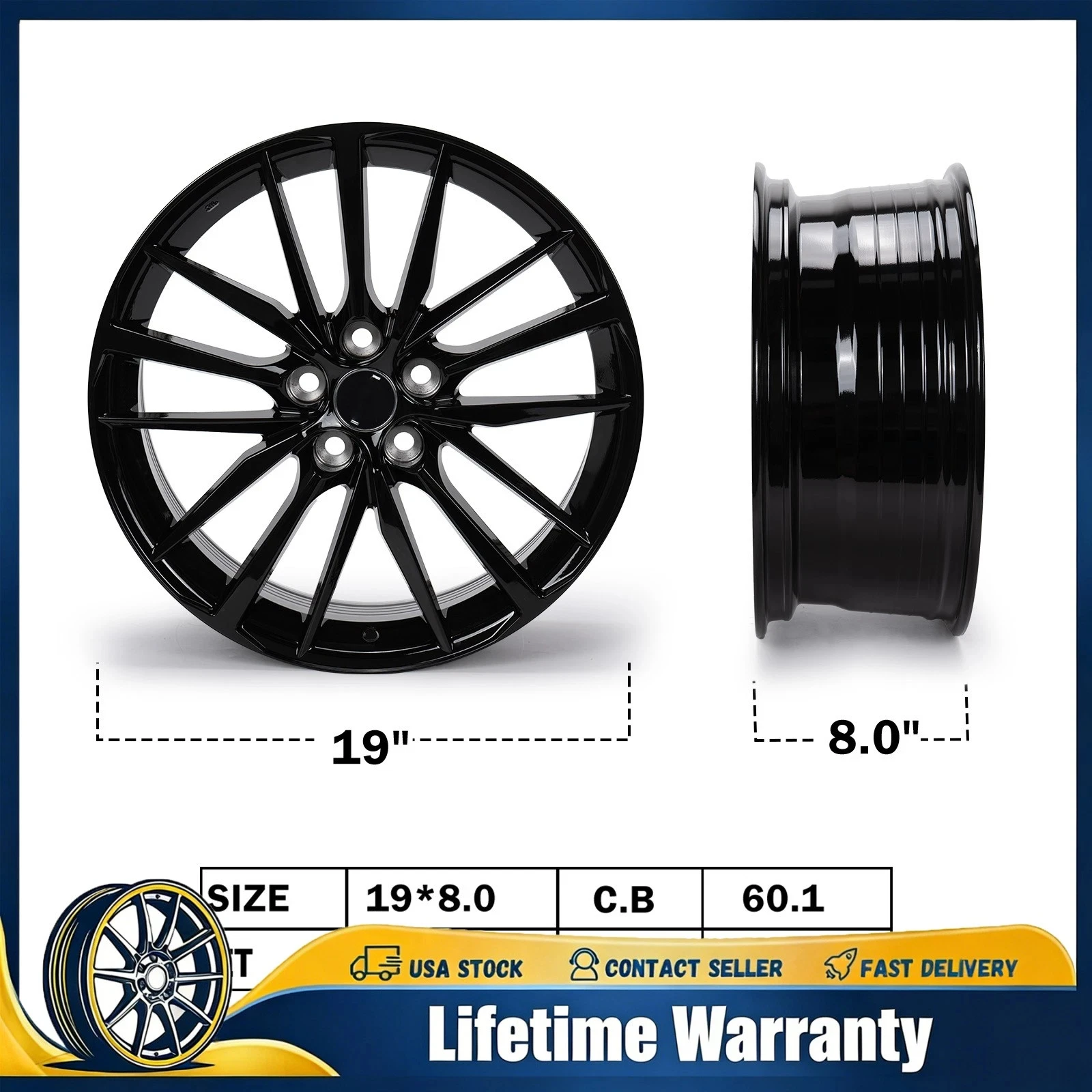 New 19 Inch Aluminum Alloy Wheel Rim, Direct Replacement Rim Compatible with 2018-2024 Toyota Camry XSE, US STOCK