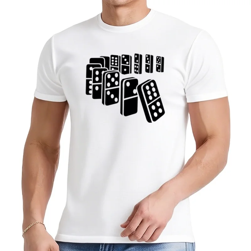 T-Shirt imprimé dominos unisexe, en coton, personnalisé, à la mode, amusant, nouveauté, été