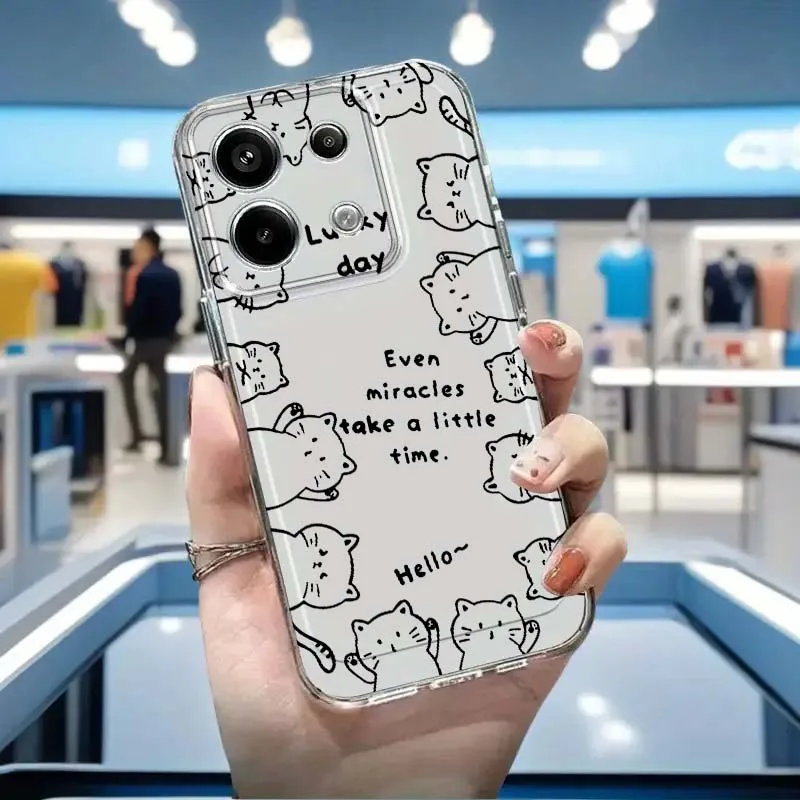 أنيمي الكرتون القط لطيف ل Xiaomi Mi Poco F2 F3 F4 F5 F6 X5 X6 X7 Pro حافظة هاتف شفافة من البولي يوريثان