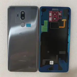 Bilashmart With Fingerprint Back Cover LG G7 ThinQ G7+ G710 G710EM Glass Battery Cover Rear Door Housing Case With Camera Lens