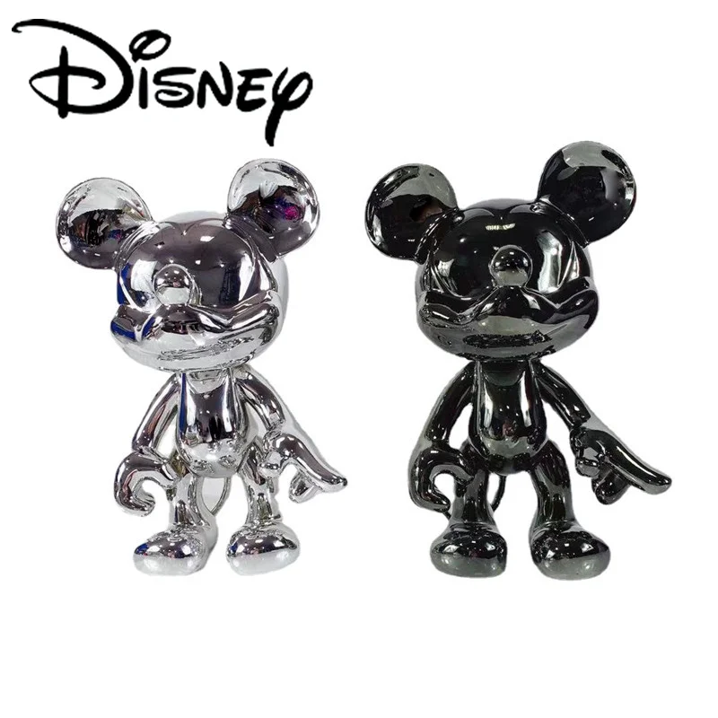 

2022 New 41cm Disney Mickey Toy Figure Creative Resin Silver Mickey Doll Home Decoration Children Toy Collection Holiday Gift
