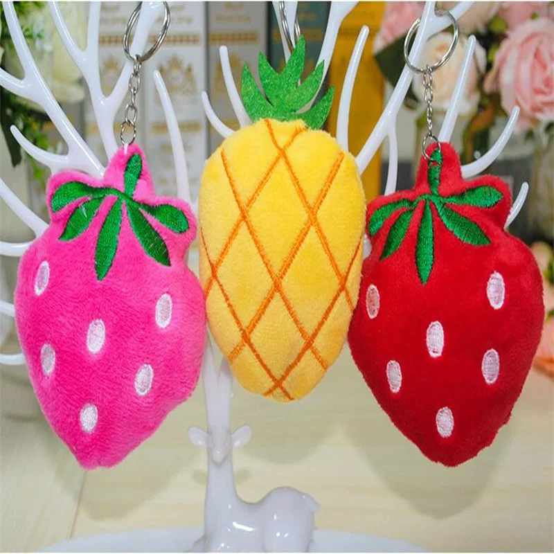 1PCS Mini Fruit  Plush Toy Strawberry Pineapple Small Pendant Cute PP Cotton Toys Kids Girls Playmate Ornaments Gifts