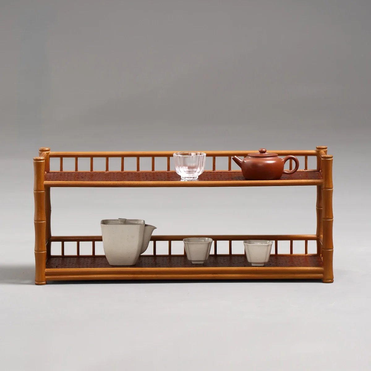 bamboo cicada traces on the table, tea set storage rack, Chinese teapot holder, kung fu tea set disstorage rack