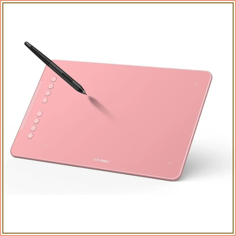 

10x6.25 Inch Graphics Tablet with 16384 Pressure Levels & Battery-Free Stylus, 8 Shortcut Keys, Tilt Support, for Chromebook, Windows, Mac, Android (Pink)