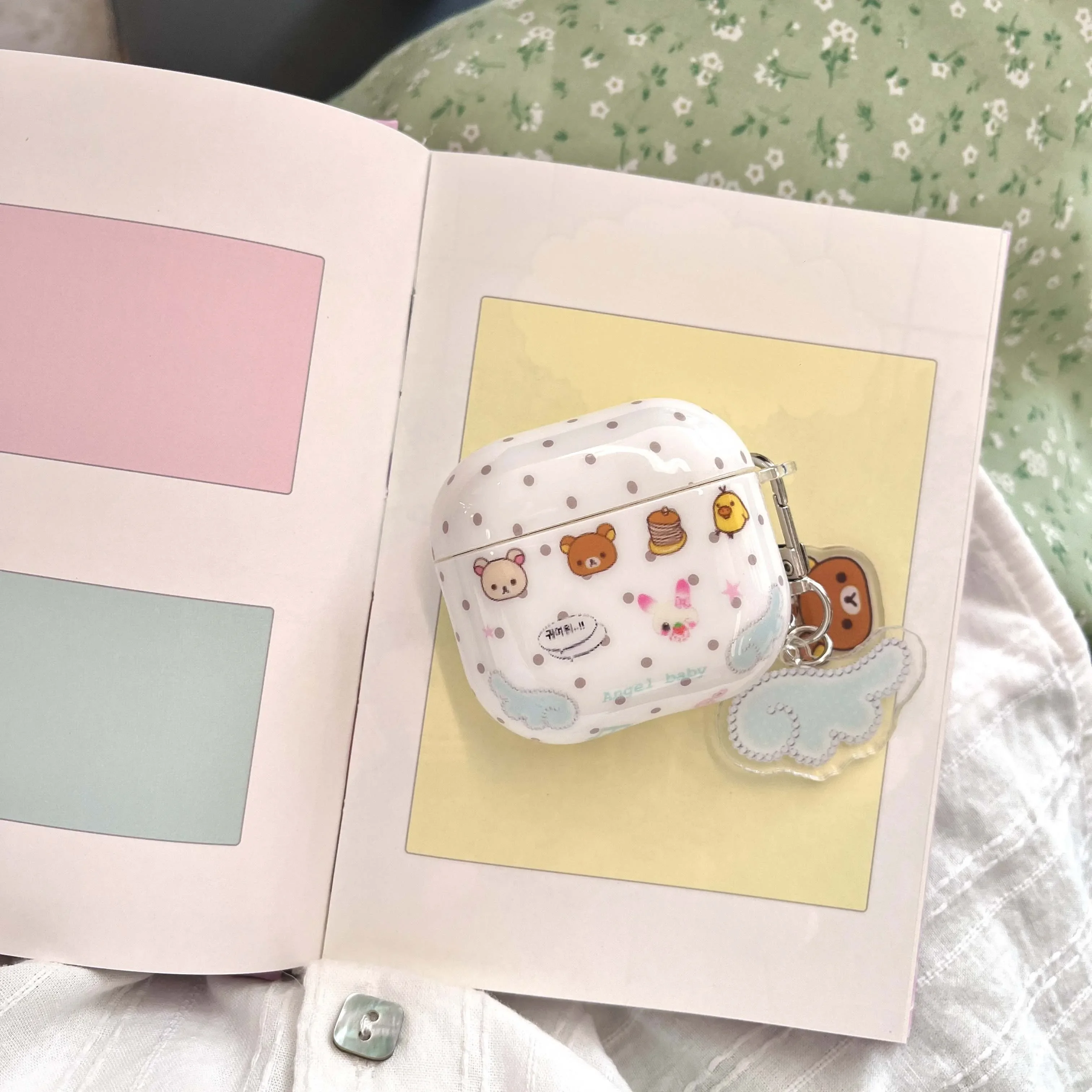 Ins Angel Wings Bear IMD Shell Cartoon Duck Earphone Case for Apple Airpods 1 2 3 4 Pro 2nd Wireless Bluetooth Charging Box