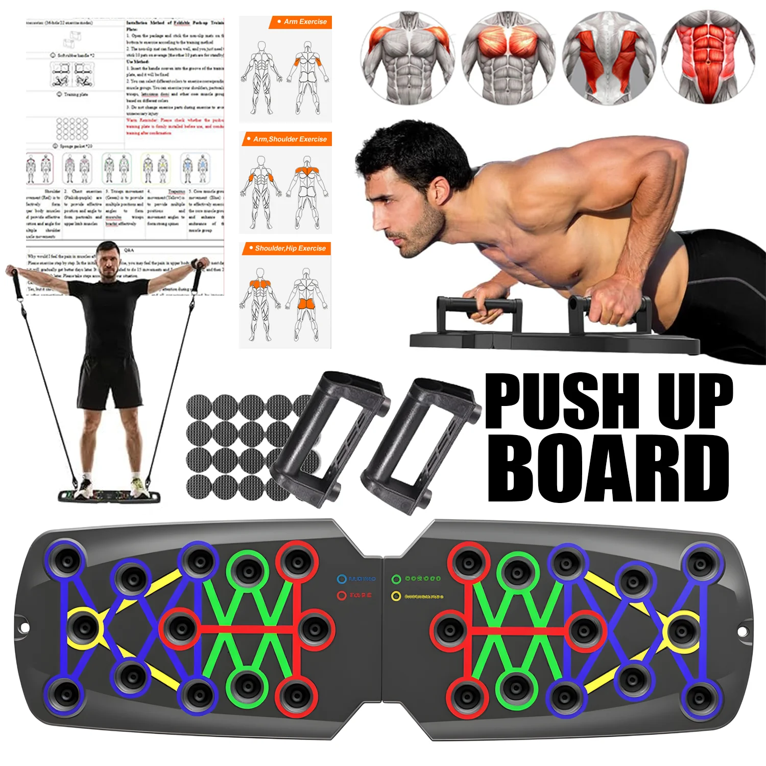 NW 22 in 1 Push Up Board  Portable Folding Exercise Station Portable Push up Fitness Equipment Strength gym Training Equipment