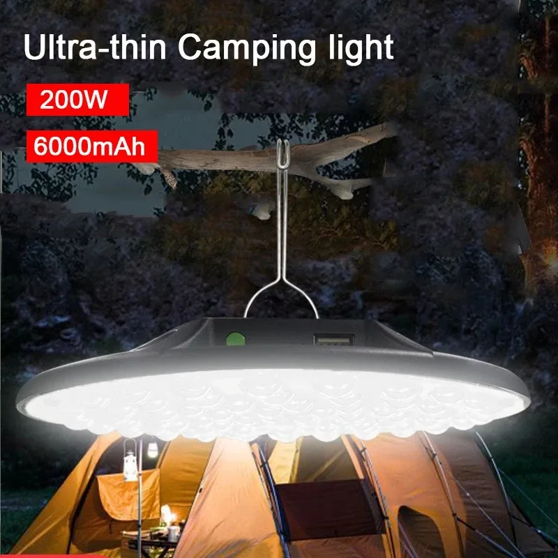 Imagem -02 - Recarregável Led Camping Lamp Tent Lamp Lanterna Portátil Pesca Luz Trabalho ao ar Livre Guardas 6000mah 200w