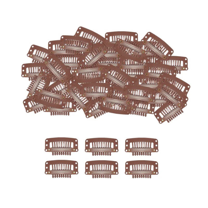 50 Pieces of 9-Piece Tooth-Shaped Drop-Shaped Hairpins, Black White Brown Dark Brown Elastic Wig Accessories for Men and Women -