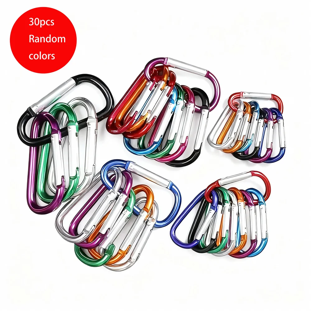 30 Mixed-Color D-Shaped Aluminum Alloy Bag Hook Accessories Set, Outdoor Travel Bag and Hiking Bag Hook Accessories, Suitable for Hiking, Camping, Fishing, Celebrating Independence Day, Labor Day, and Water Day - Multi-Colored, Durable Metal Hardware, Camping Accessories, Holiday Accessories, Multi-Colored Surface