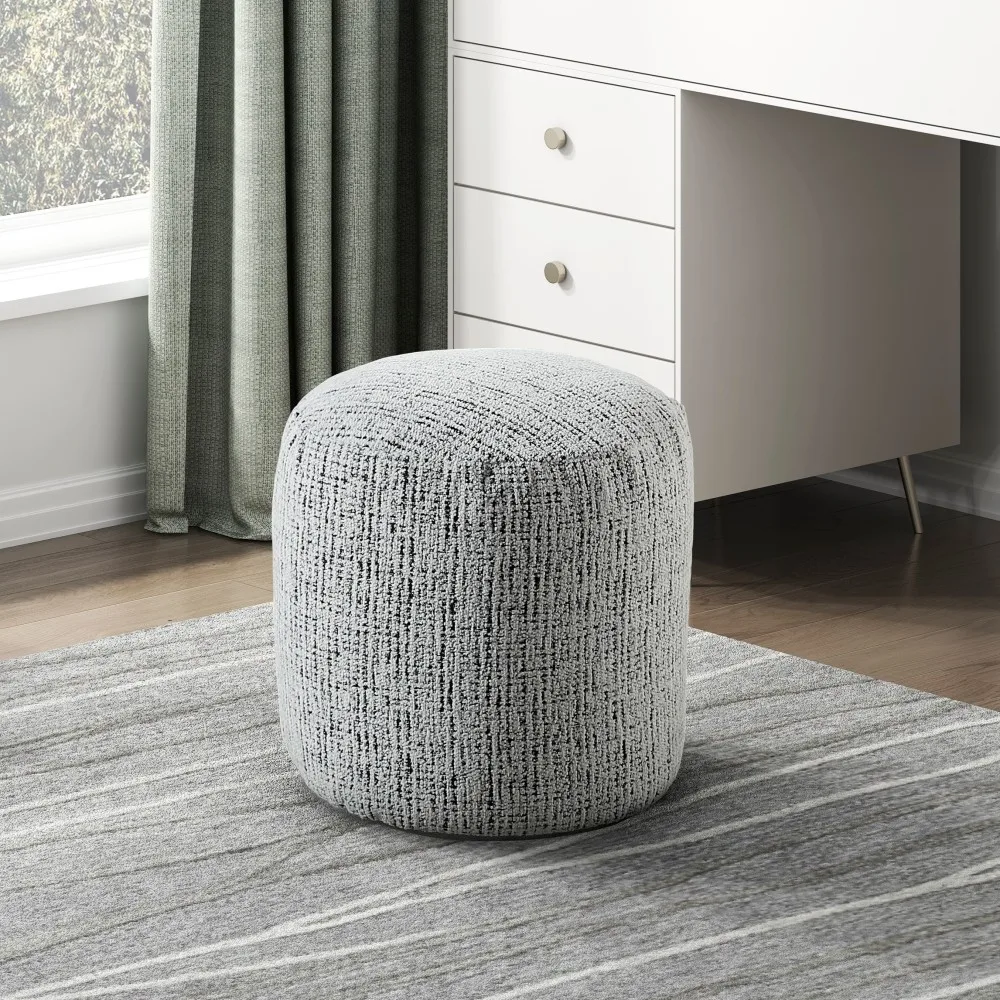 

Cylindrical Pouf Chenille Fabric Upholstery Modern Ottoman, Footstool, Non-Slip Floor Pouf, Bean Bag Chair, 1pc Sitting Pouf