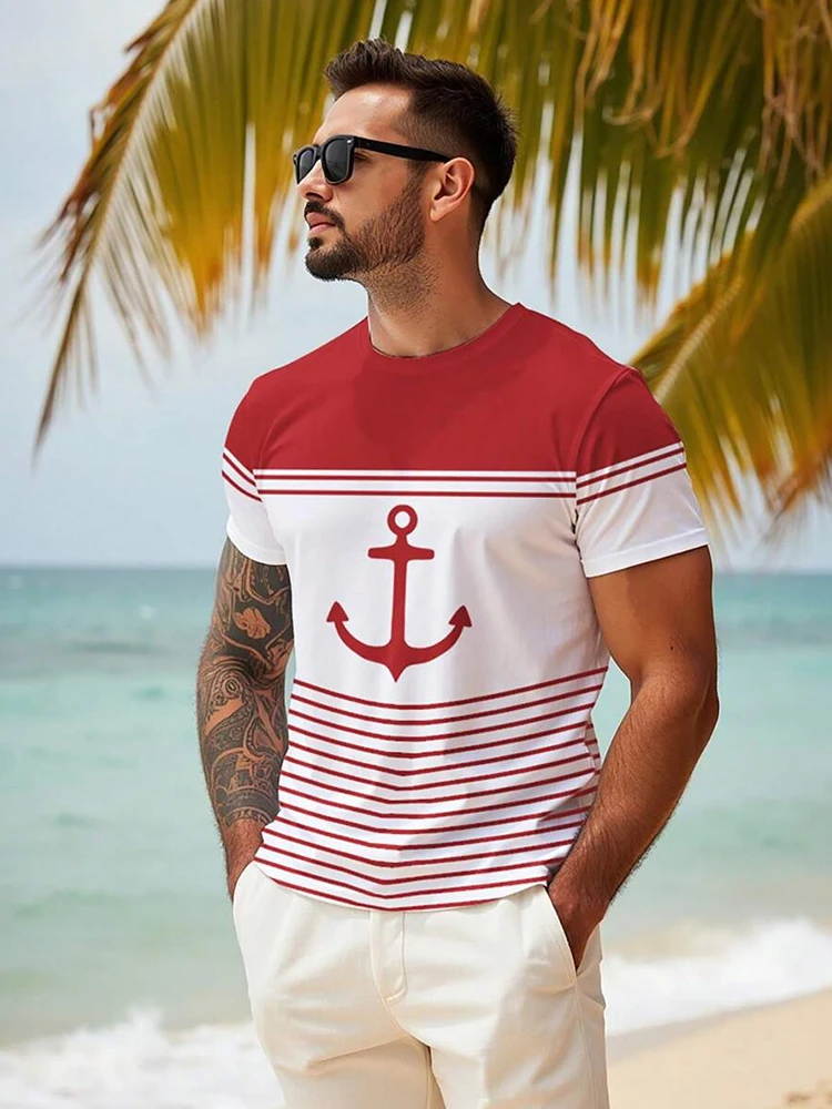2025 New Summer Casual Men's Short-sleeved Shirt Hawaiian-style Beach Vacation Men's Shirt 3D Printed Men's T-shirt