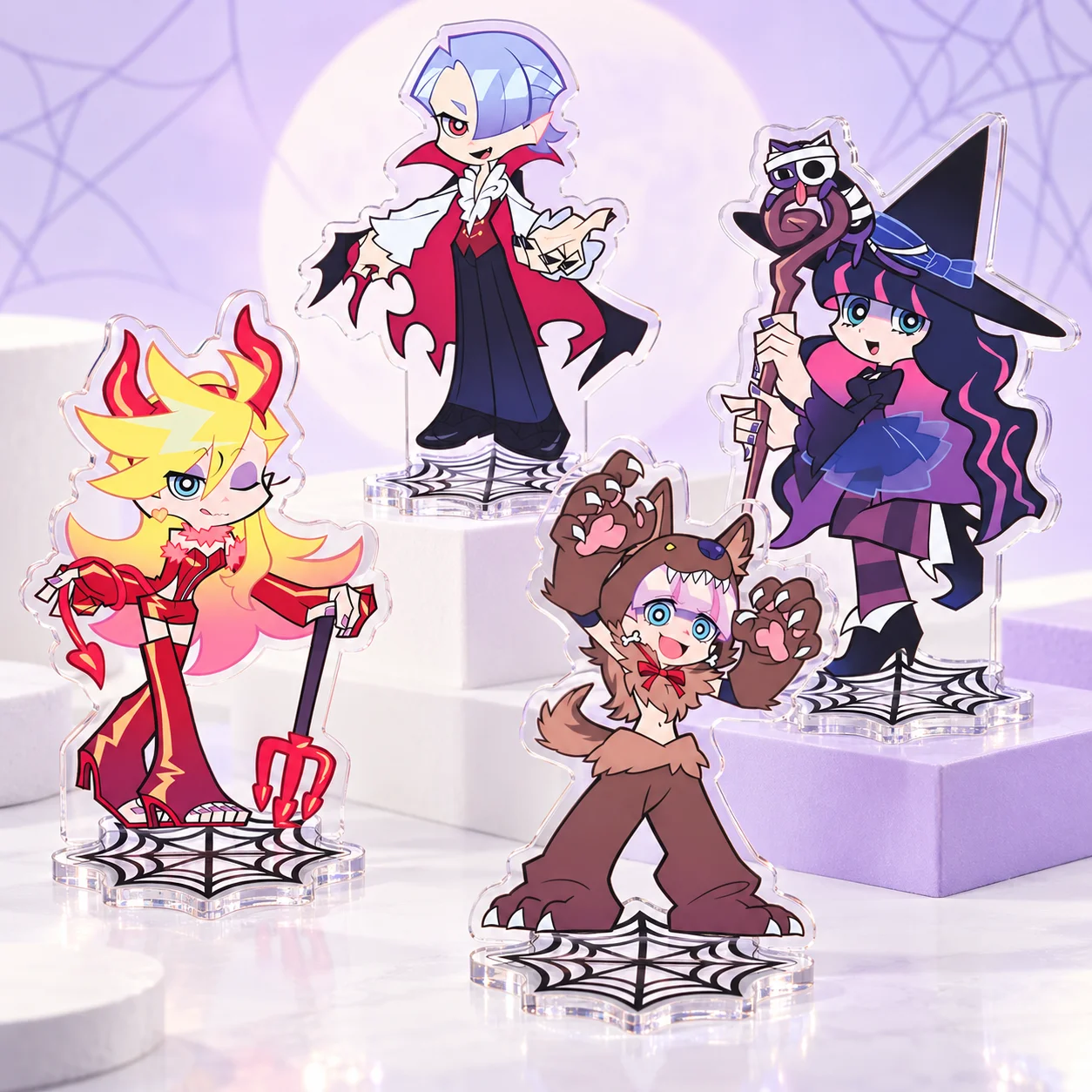 Halloween Anime Acrylic Keychain Stand New Panty & Stocking with Garterbelt Polyester Polyurethane Figure Desk Decor Fan Gift
