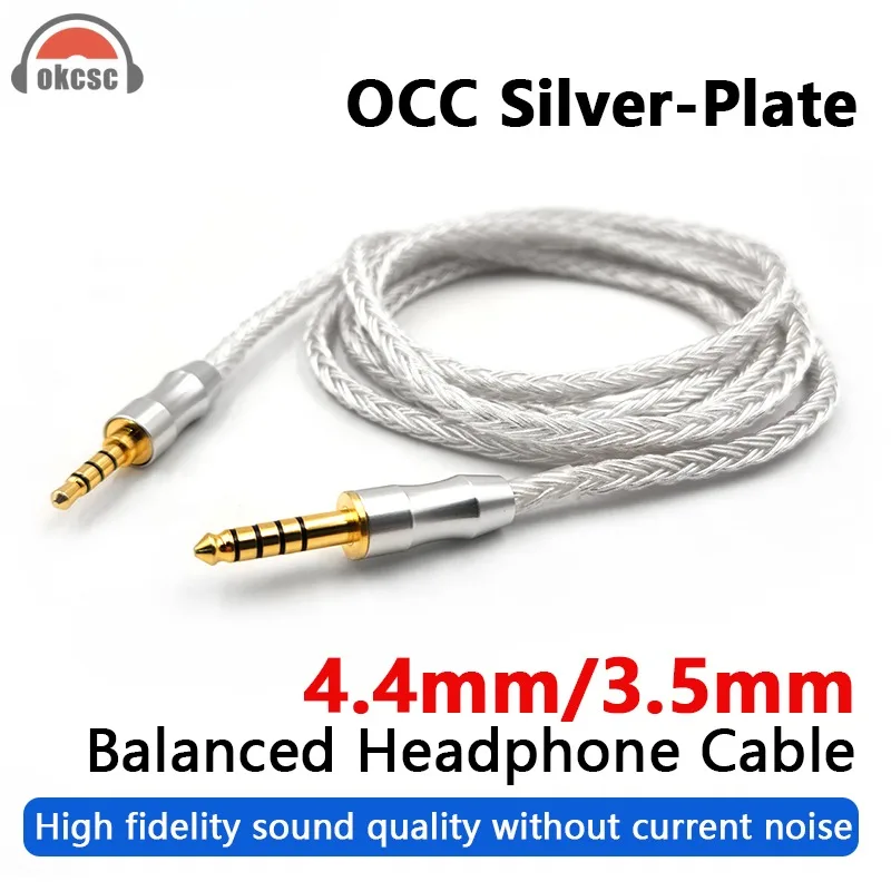 OKCSC 16 Core Earphone Replaceable 4.4mm to 3.5mm Balanced Cable For SONY ATH MDR-1A 1ABT XM4 XM5 1AM2 XM3 MSR7 AR5 SR5 SR3