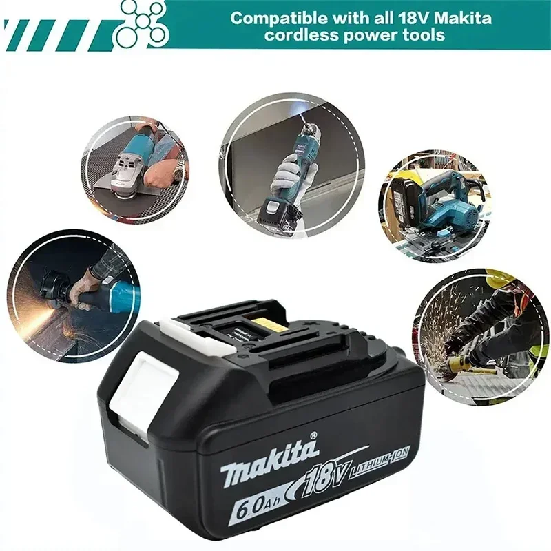 Batería Original de 18V 6.0Ah Makita, DDF485, BL1860, LXT400, usada para más taladros de herramientas Makita de 18V