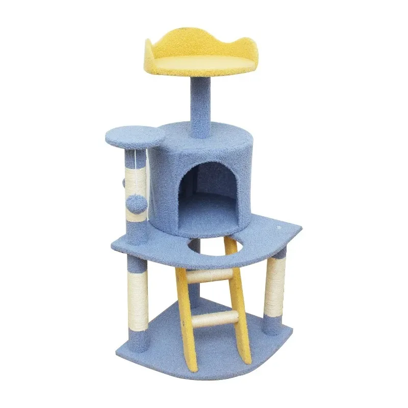 

Cartoon Crown Three Layers Cat Climbing Frame Sisal Teddy Cashmere Cat Scratch Tree Hemp Rope Cat Scratching Post