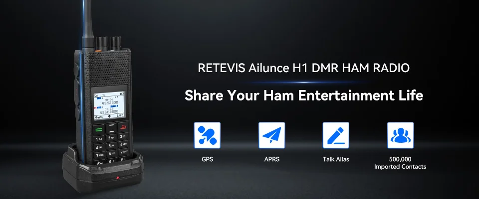 Retevis Ailunce H1 DMR Walkie Talkie Long Range Amateurfunk UHF VHF Kommunikation Zwei-Wege-Radiosender FM GPS APRS – Detail 4