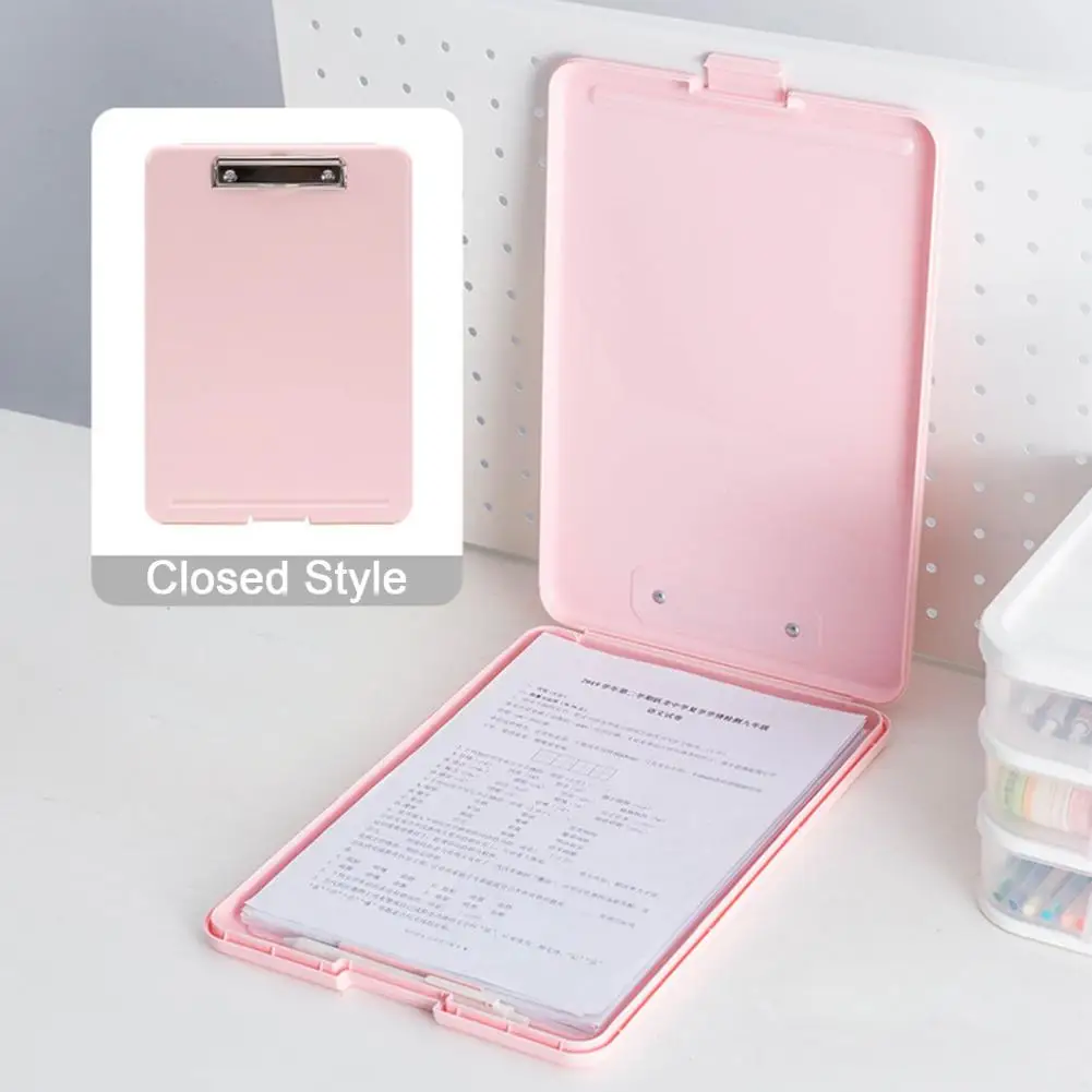 Paper Storage with Writing Board Portable Storage Clipboard with Pen Holder Lightweight File Box for Home School Office