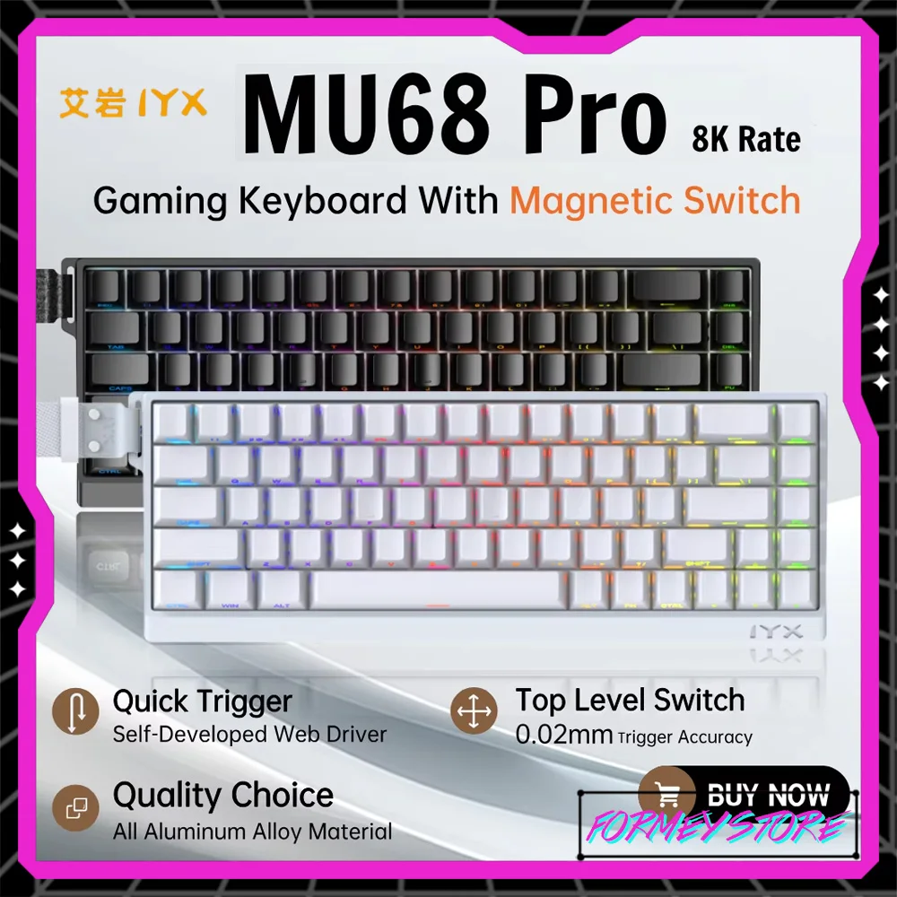 IYX MU68 Pro Ultra RGB Backlit Hot Swap Mechanical Keyboard Magnetic Switch Wired Aluminium Alloy E-sport Gamer Custom Keyboards