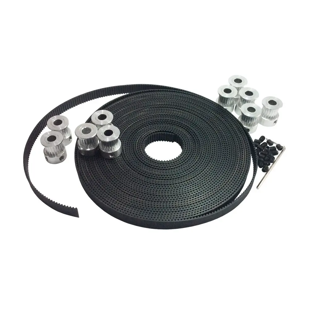 10pcs GT2 Timing Pulley 20 Teeth Bore 5mm 6.35mm 8mm & 10Meters GT2 Timing Belt Width 9mm for 3D Printer Reprap Mendel Prusa