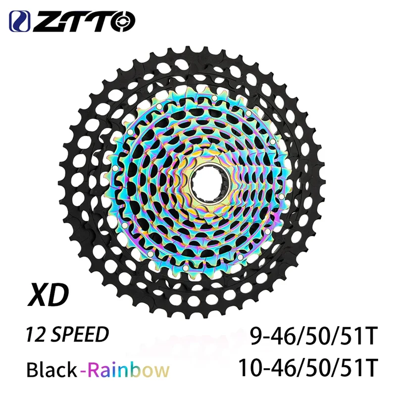 ZTTO Ultralight MTB XD Cassette 281g-309g Black-Rainbow 12S 9-46T/50T/51T 10-46T/50T/51T CNC SLR3 K7 Sprocket