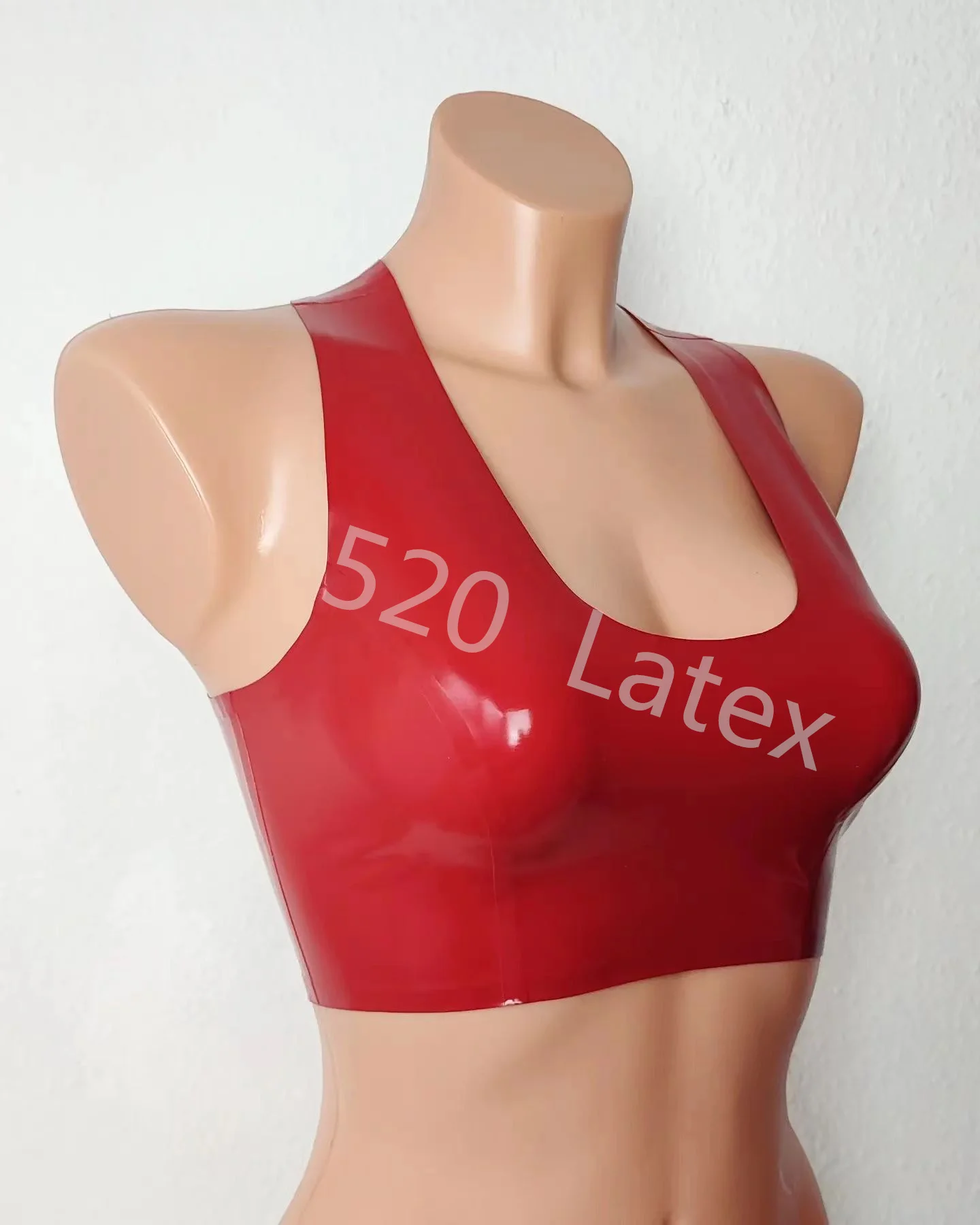 Handmade Women Natural Latex Sexy Top Rubber Red Bra Vest Shiny Latex Underwear Crop Camis Camisole Glossy Stretch Bralette