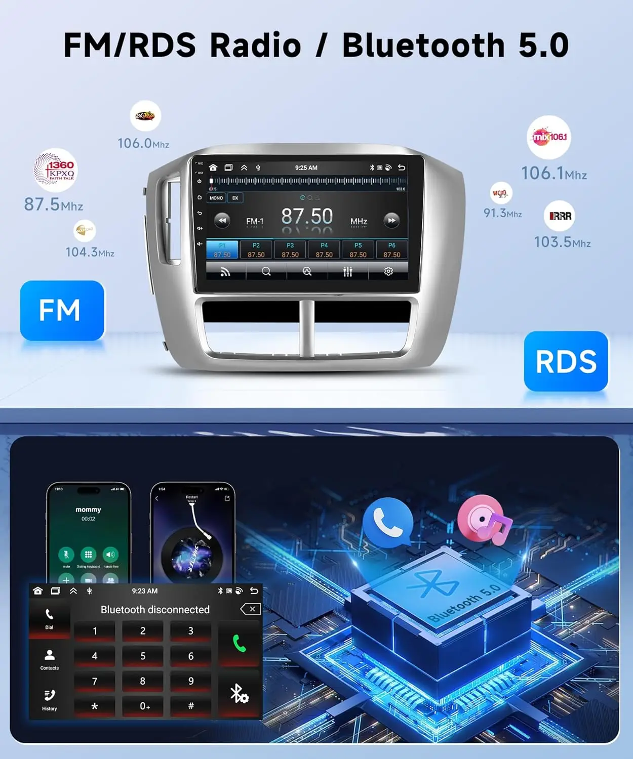 Stereo per auto 8Core 4+64G per Honda Pilot 2006-2008, 9' Android Auto, WiFi, Bluetooth 5.0, GPS, telecamera di backup