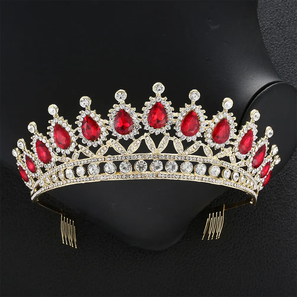 

1 set 1 Set Crown Earrings For Women Wedding Party Accessories Elegant Jewelry Costume Necklace Set Red Attractive Bridal Gift