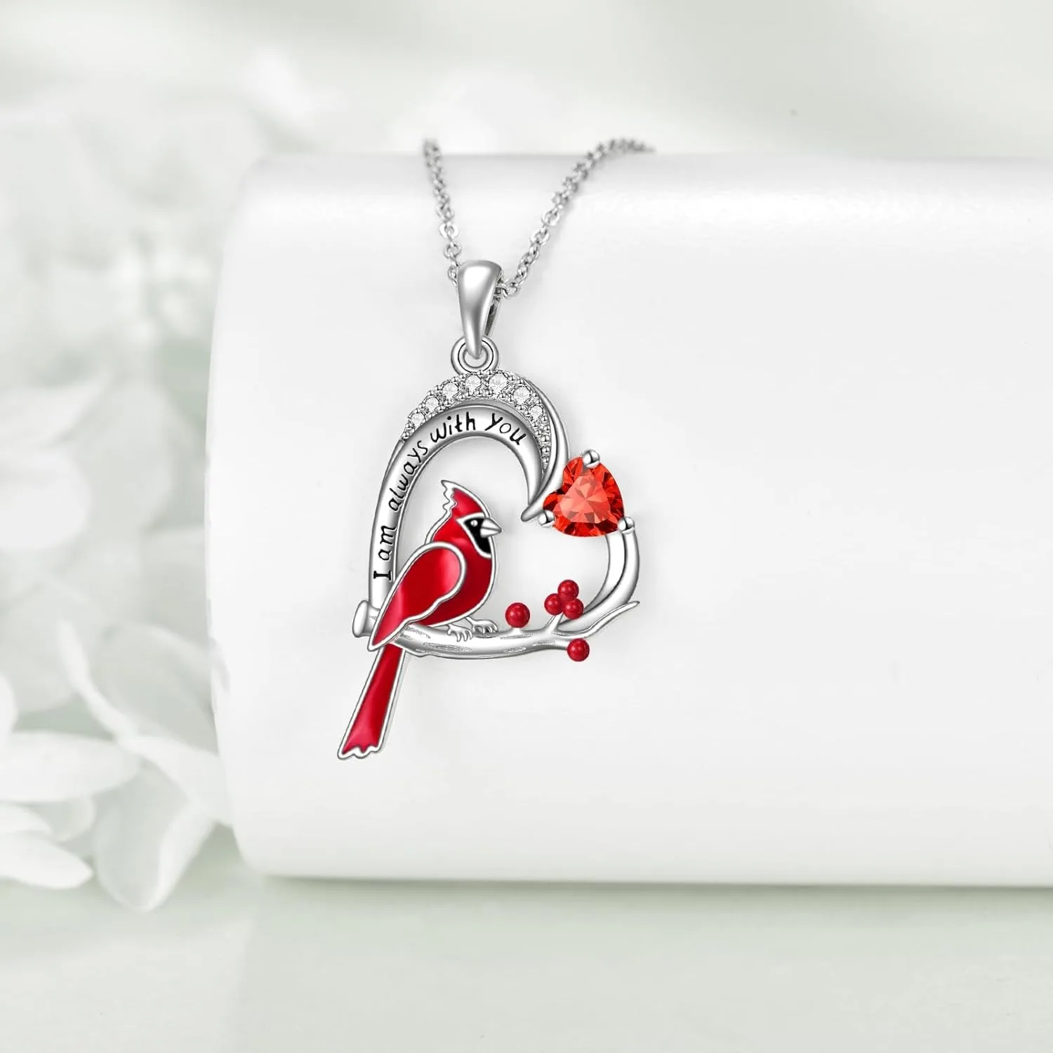 1Pc Exquisite Red Crystal Cardinal Bird Necklace for Women Fashion Female Blessing Lucky Jewelry Perfect Holiday Gift for Anyone