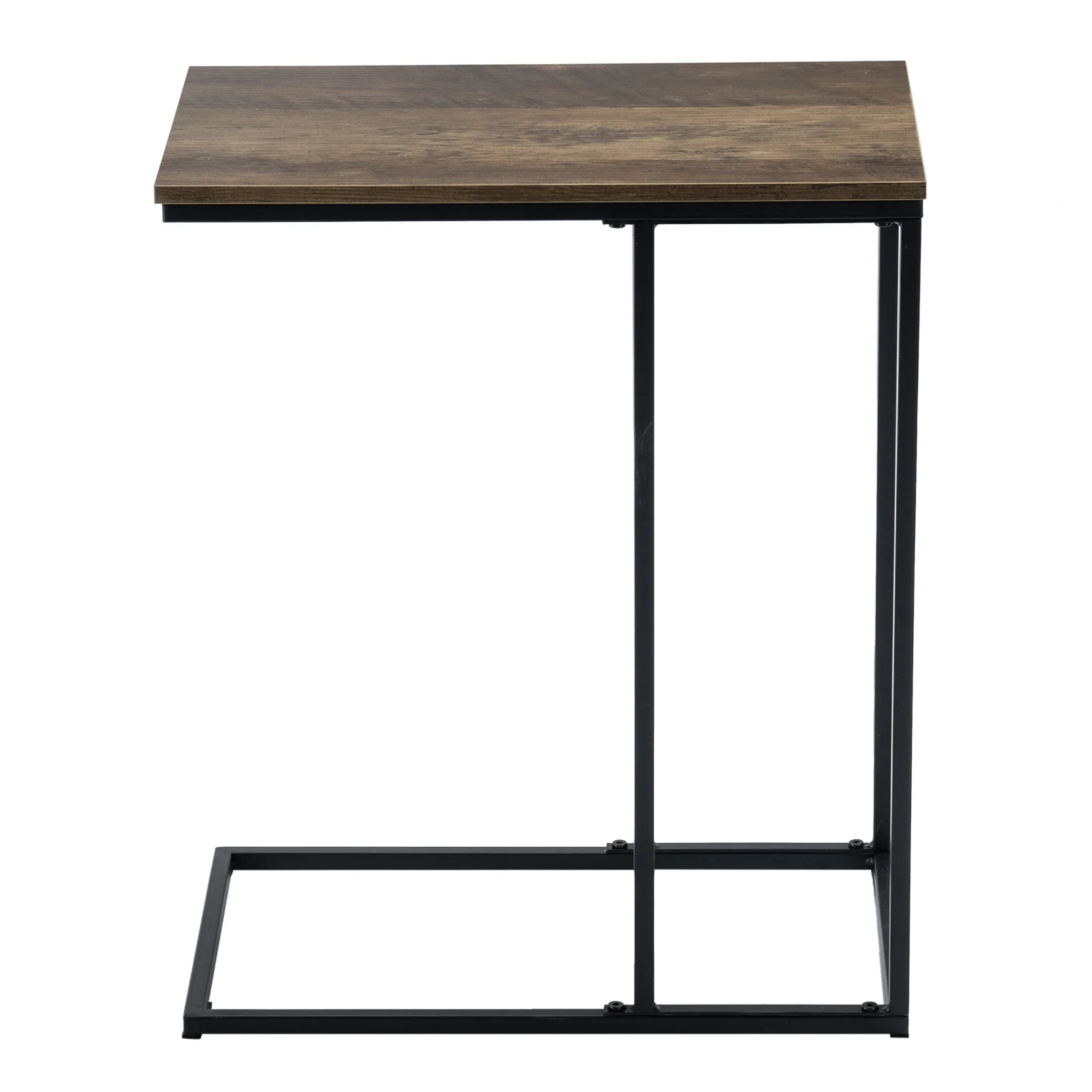 48*28*58cm C Type Single Layer MDF Iron Rectangle Brown Triamine Side Table Black Spray