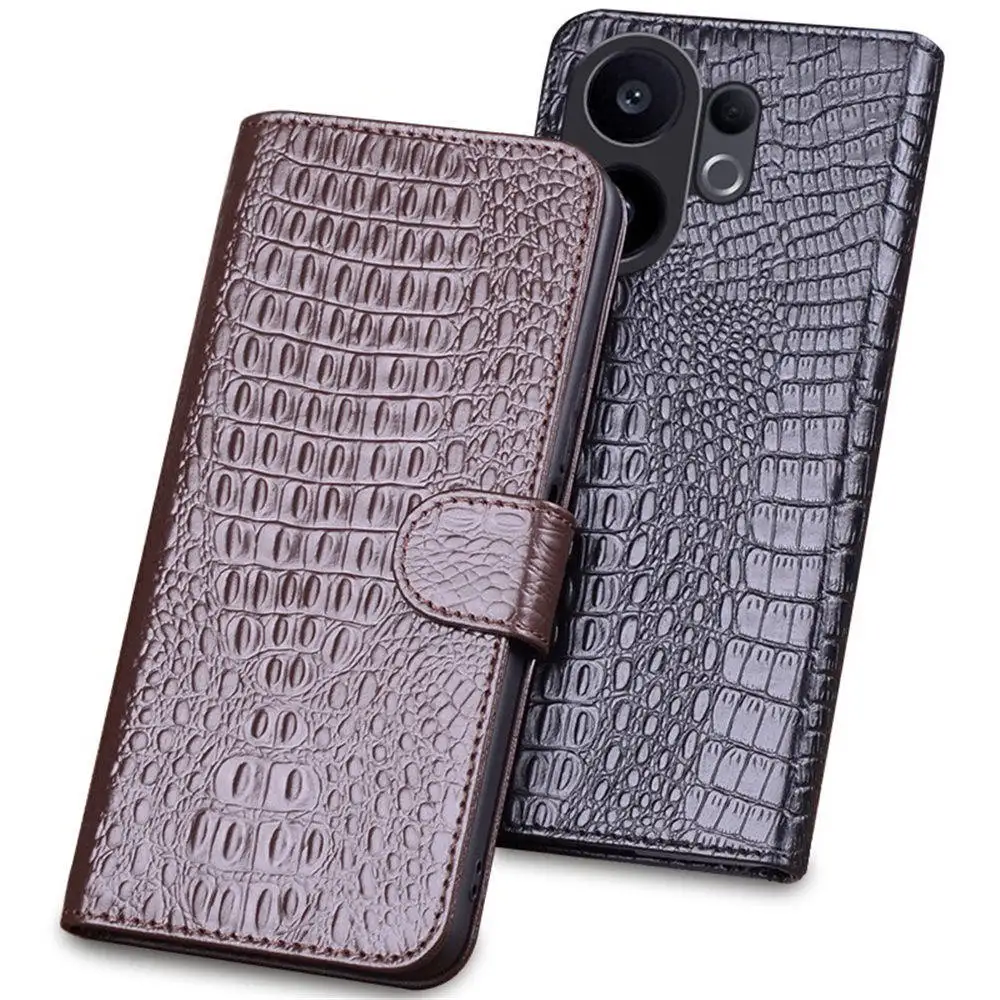 

Genuine Cowhide Leather Crocodile Flip Case for Vivo S30 Pro Mini S30 Business Cover